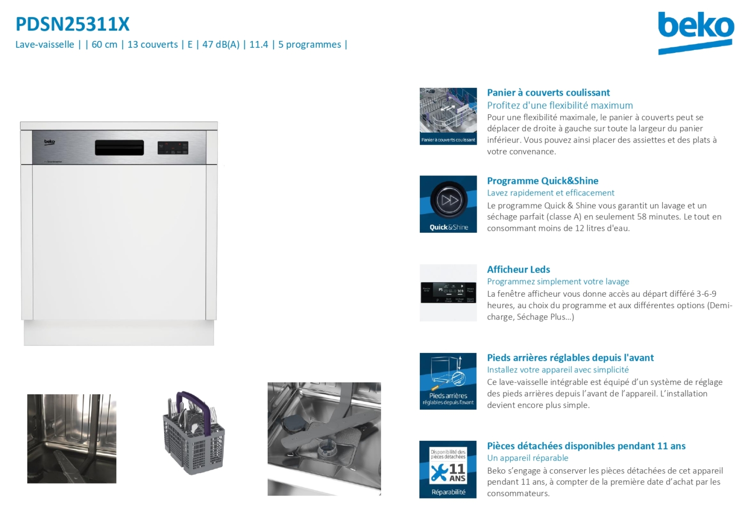 Lave vaisselle Beko - Concept Achat - PDSN25311X